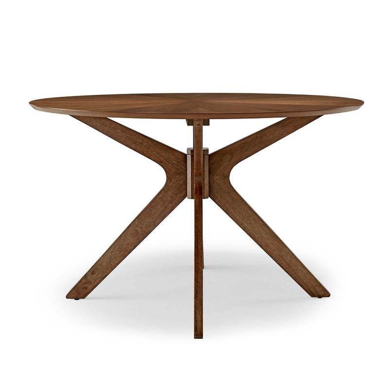 Modway Crossroads 47" Round Wood Dining Table in Walnut