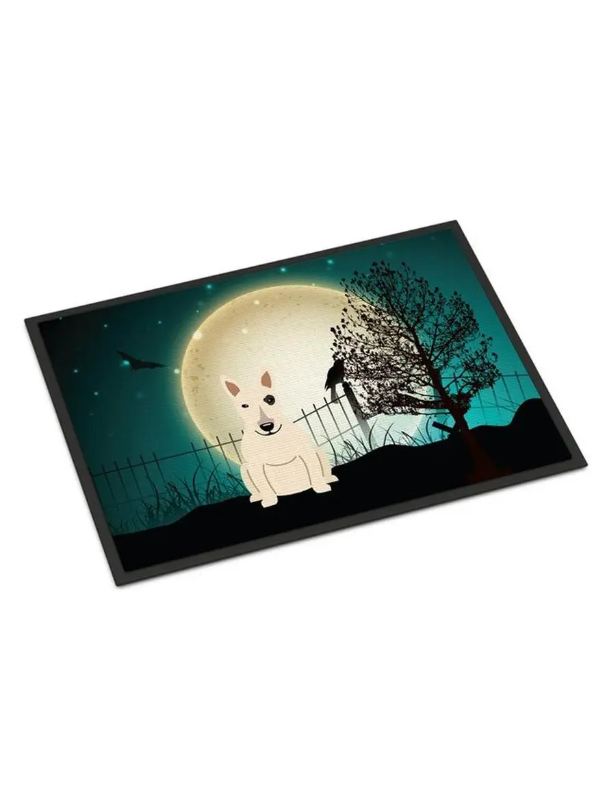 Carolines Treasures BB2328JMAT Halloween Scary Bull Terrier White Indoor or Outdoor Mat, 24 x 0.25 x 36 in.
