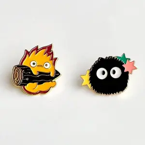 2PCS Calcifer Soot Decorative Metal Pins Set for Home Decor Clothes