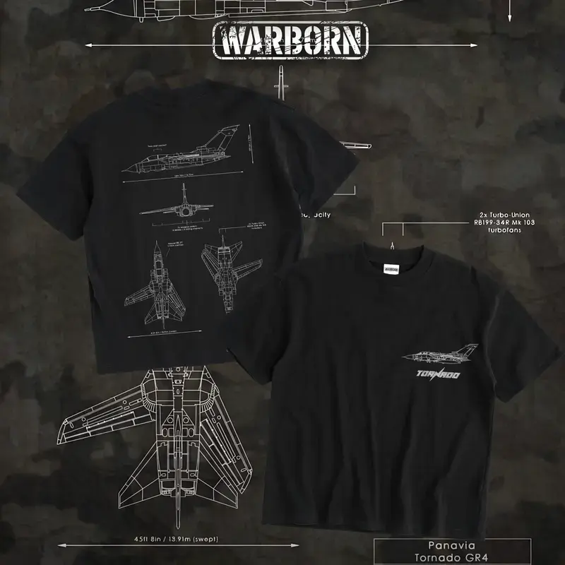 WARBORN Panavia Tornado GR4 Fighter Jet Graphic T-Shirt/Hoodie for Men, Military Aviation Streetwear, RAF Tactical