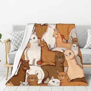 Cute Alpacas Throw Blankets All Season Ultra Soft Warm Llama Fleece Blanket for Home Bed Sofa Couch Chair Outdoor Travel Camping 40x30 Inch