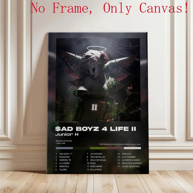Sad Boyz 4 Life II Poster - Junior H Album Graphic Wall Decor, Waterproof Steam-Ready 100% Corridos Tumbados Aesthetic Print, Unframed Unisex Music Decor for Wardrobe, Balcony, Kid Room, Mexican Regional Singer Gift