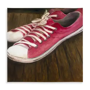 Begin Home Decor C1TC5858IAP8BP 58 x 58 in. Pink Sneakers Brown Tablecloth - Indoor & Outdoor Home Decor