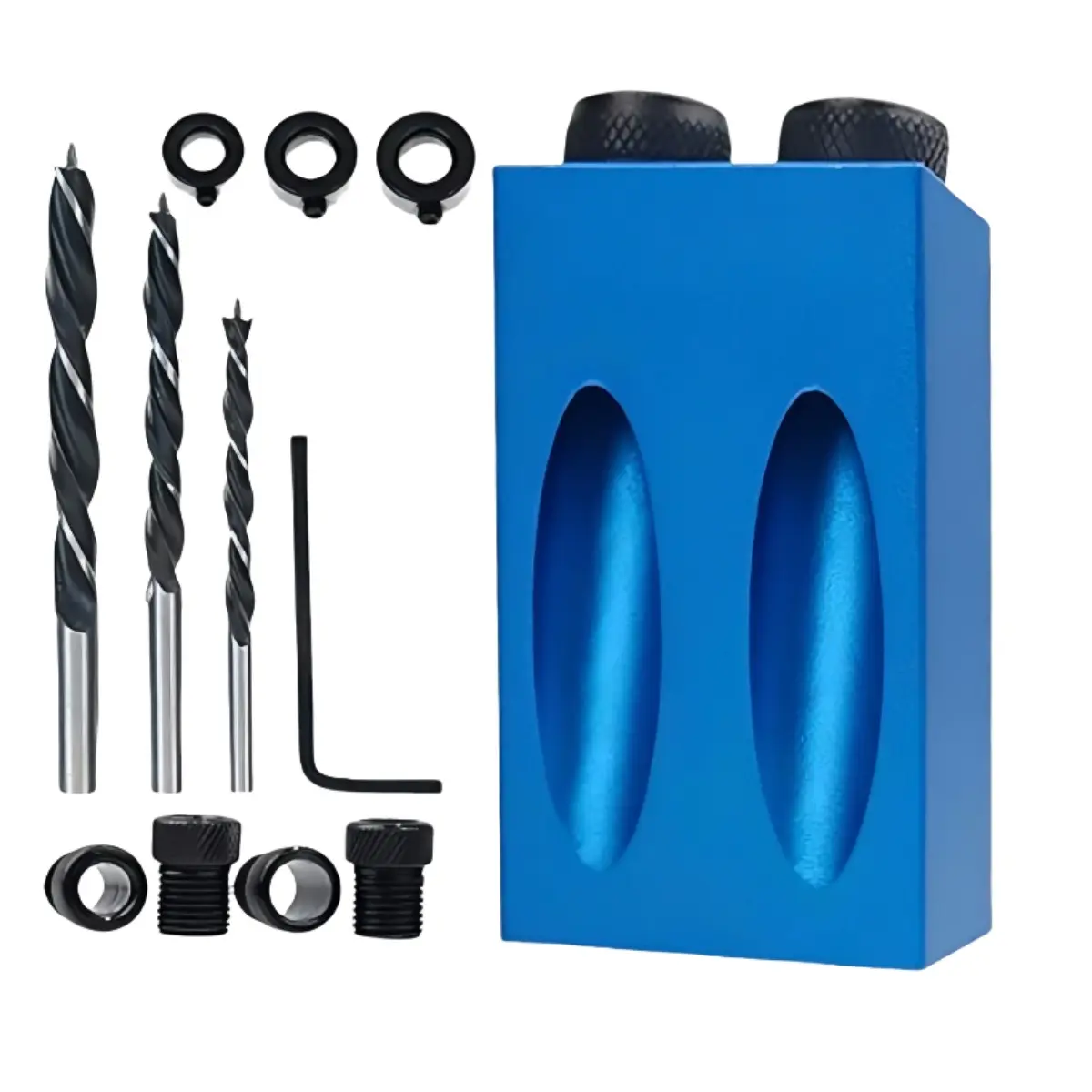 14Pcs Pocket Hole Jig Kit - 15 Degree Woodworking Inclined Hole Jig with 6/8/10mm Drive Adapter for Woodworking Angle Drilling Holes, Woodwork Guides, Joint Angle Tool