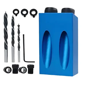 14Pcs Pocket Hole Jig Kit - 15 Degree Woodworking Inclined Hole Jig with 6/8/10mm Drive Adapter for Woodworking Angle Drilling Holes, Woodwork Guides, Joint Angle Tool