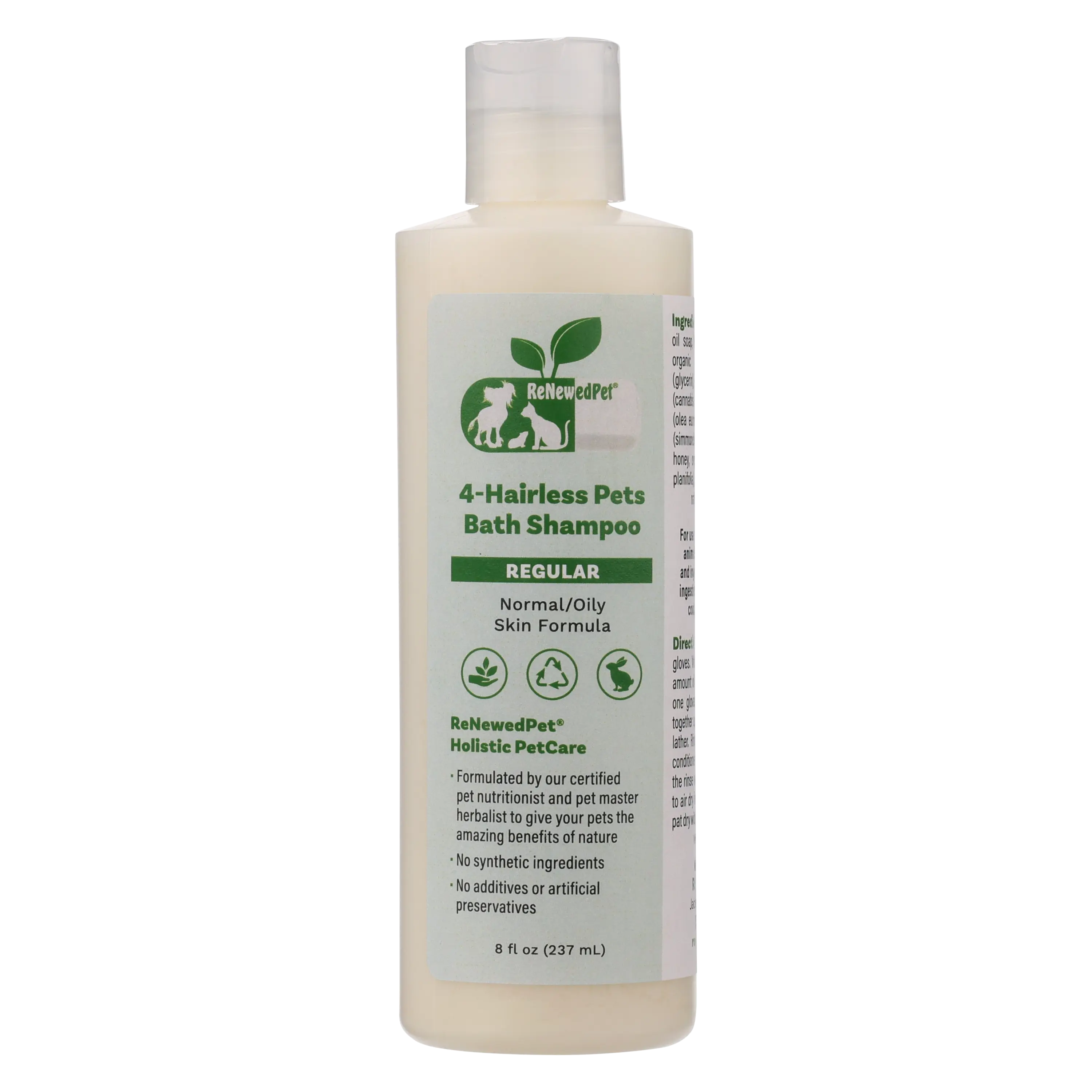ReNewedPet 4-Hairless Pets Regular Bath Shampoo  Natural & Organic  For Normal to Oily Skin  464 oz