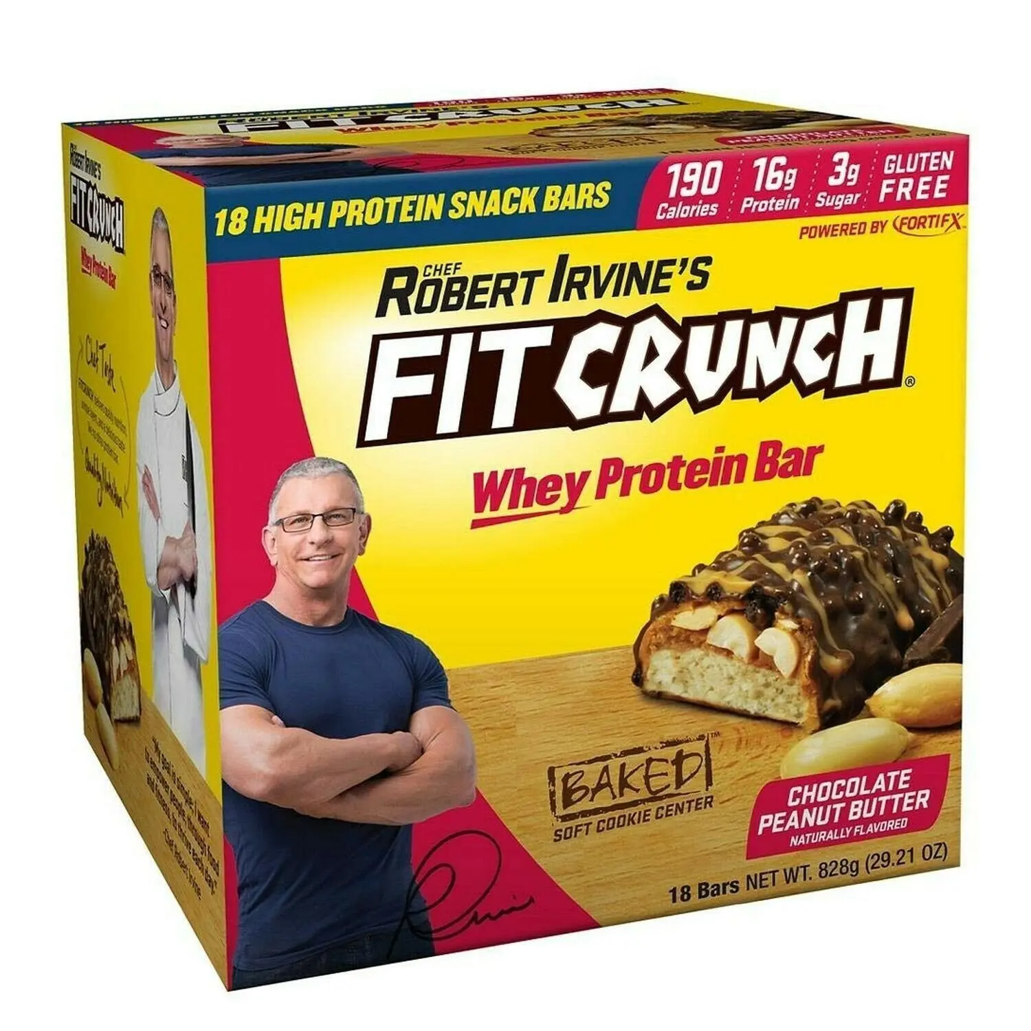 Fit Crunch Chef Robert Irvine's Whey Protein Bars, 18 Count Chocolate Peanut Calories