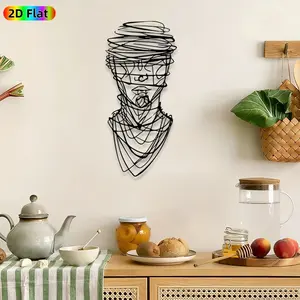 1pc Abstract Head Metal Wall Art, Abstract Face wall Scupltures Mural, Artistic Metalwork, Intricate Craftsmanship, Perfect for Housewarming, Anniversary Decor, Perfect for Living Room Studio Office Decor, Ideal Gift for Abstract Art Enthusiasts.