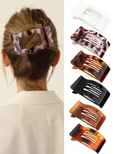 6 Pieces Flat Hair Clips for Women Girls, Matte Lay Flat Claw Clips, Strong Hold Large Side Hair Clip All Hair Types, French Duck Billed Hair Jaw Claw Clip, Non Slip Grip for Daily Styling Tortoise