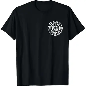 100% cotton Fire Department Logo Uniform Fireman Symbol Firefighter Gear T-Shirt