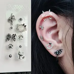 elegant minimalist Lulupop Ear Seeds Jewelry Non-Piercing Magnetic Ear Seeds Jewelry – Cute Cat, Bow, Flower & Paw Designs | Acupressure Ear Point Stickers for Relaxation & Style Ear seeding patches non pierce gothic star Clip-On  Ear Seed Earrings