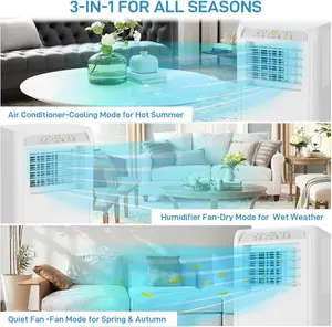 10000 BTU Portable Air Conditioner - Energy Efficient 3-in-1 Cooling AC with Dehumidifier, Quiet Sleep Mode, 24-Hour Timer, LED Display, Remote Control, Timer Settings for 450 Sq Ft Bedroom Office