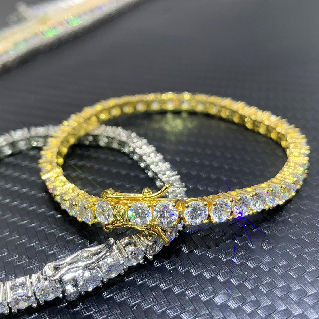 Tennis Hip Hop Necklace Moisssanite 18K Gold Plated 925 Sterling Silver Jewelry UnisexMoissanite Tennis Chain For Women & Man