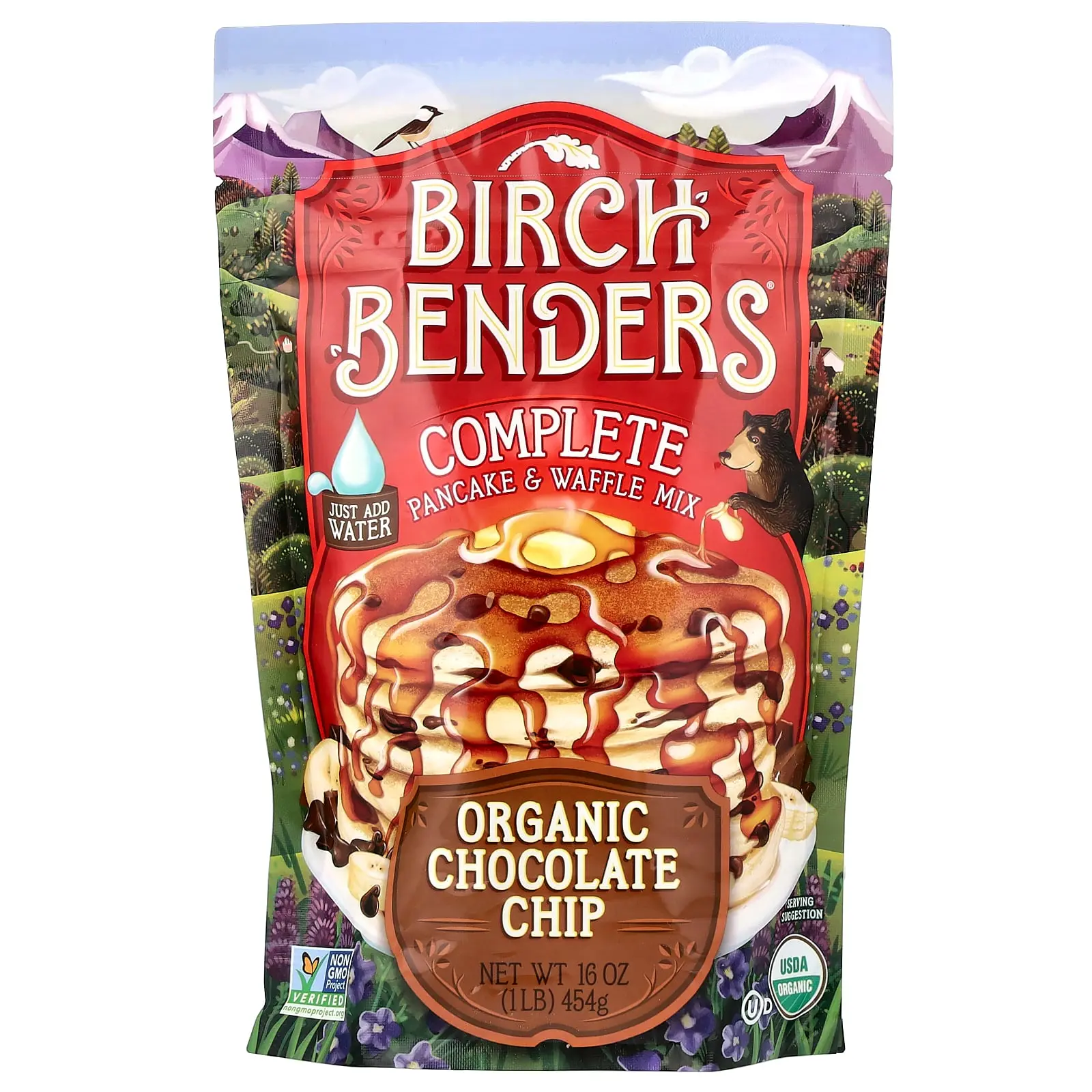 Birch Benders Complete Pancake & Waffle Mix, Organic Chocolate Chip, 1 lb (454 g)