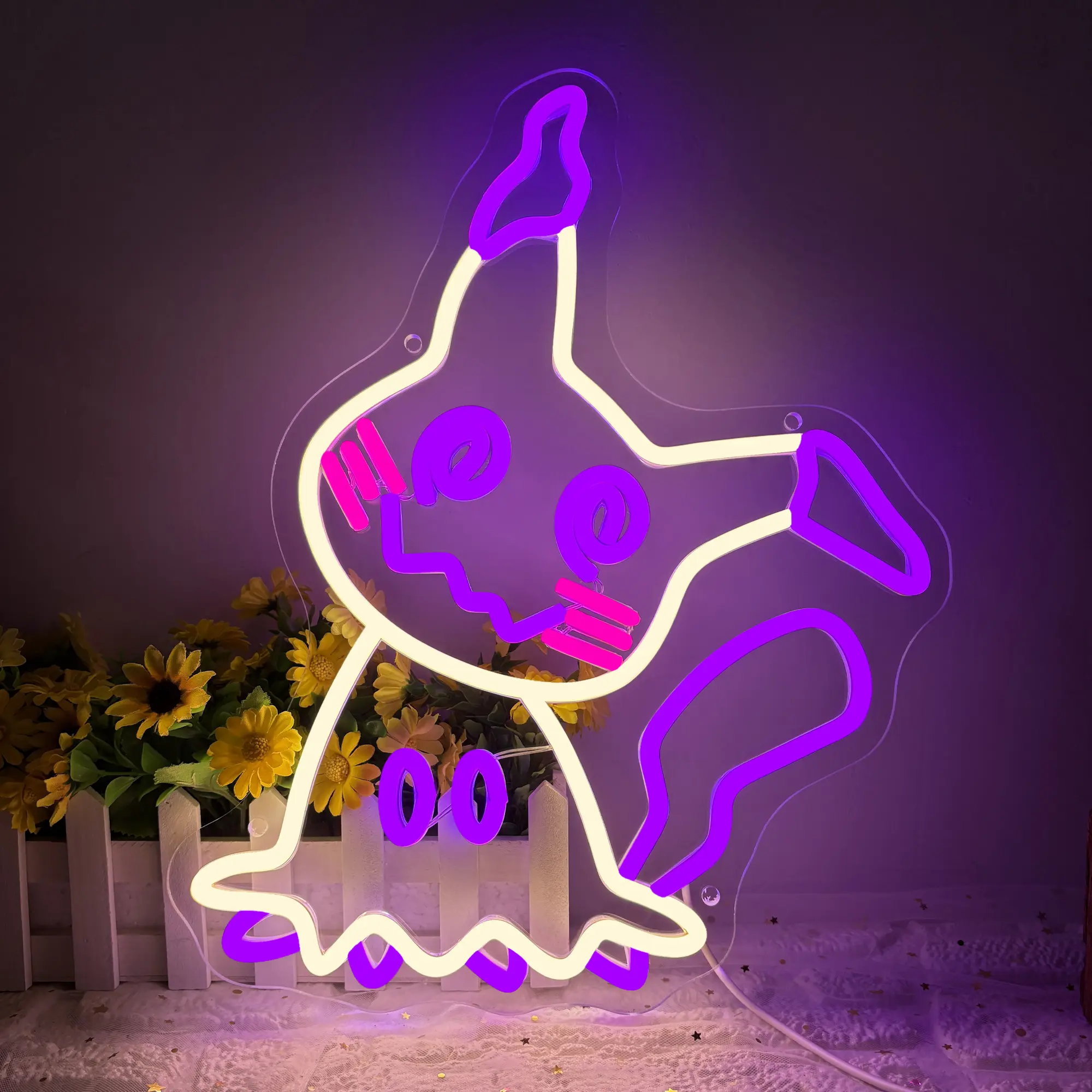 Anime LED Neon Sign, anime decor, Led Mood Light, Led Ambient Lighting, Decorative Atmosphere Lighting, suitable for game rooms, men's spaces, children's and teenagers' bedrooms, USB dimmable night light wall lamp, Decorative Wall Light