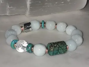 African Turquoise Green Moonstone 12mm Gemstone JealouzJewelry Bracelet