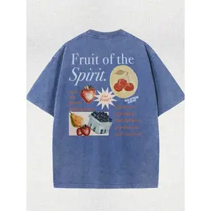 Fruit Of The Holy Spirit Christian Faith Religious Printing Vintage Washed T-Shirt, Retro Street Style. Simple And Versatile, Pure Cotton Is Of High Quality, Novel And Fashionable, And It Is A Must-Have Fashion T-Shirt For Spring And Summer.