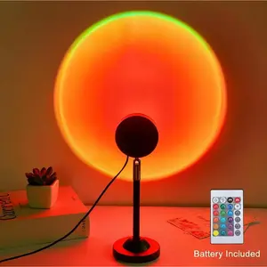 Fall Sunset Lamp Projector Light 180°   Adjustable Sunset Mood Lamp, 4 Modes, Remote Control RGB Ambient Night Light for Bedroom, Gaming Room, Live Streaming Photography & Parties Home Wall Decor Party Live Streaming Christmas Gift