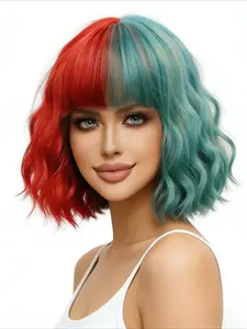 Stylish long gradient wavy curl wig, adds volume, adjustable mesh cap, smooth texture, high quality, flatters face shape, comfortable for extended wear, suitable for anime, cosplay, dating, photography, carnivals, Halloween, and Christmas.