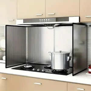 Essential Kitchen Protection, Foldable Stainless Steel Anti-Splash Shield, Heat-Resistant Oil Baffle, Suitable for Camping Scenarios, Fits Gas & Electric Stoves, Easy to Clean