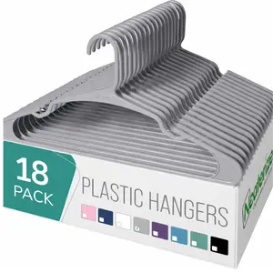 Neaterize Plastic Clothes Hangers 18 Pack for Adults - Space Saving Coat Hangers in Blue, Grey, and More - Durable & Eco-Friendly Design for Closet Organization - Organiser, Shirt