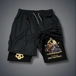 Helldivers II Double-Layer Sports Shorts Graphic Shorts Black Shorts Camo Shorts Streetwear Shorts Men Outfits Men Short Shorts Vacation Outfits Shorts