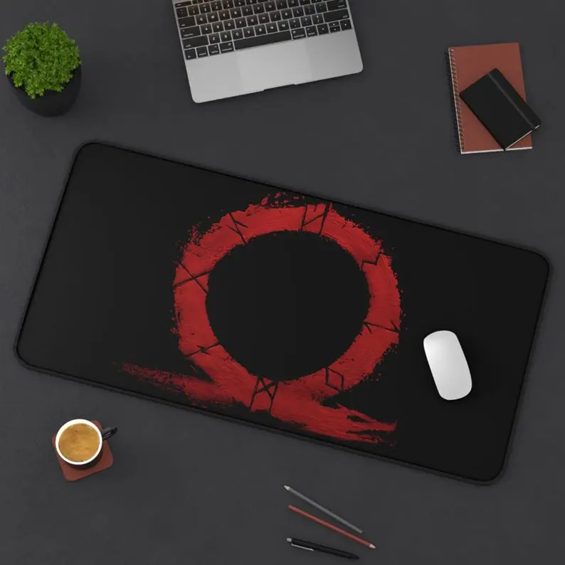Gaming Desk Mat God Of War Logo Inspired, Extended Mouse Pad for PC Gamer