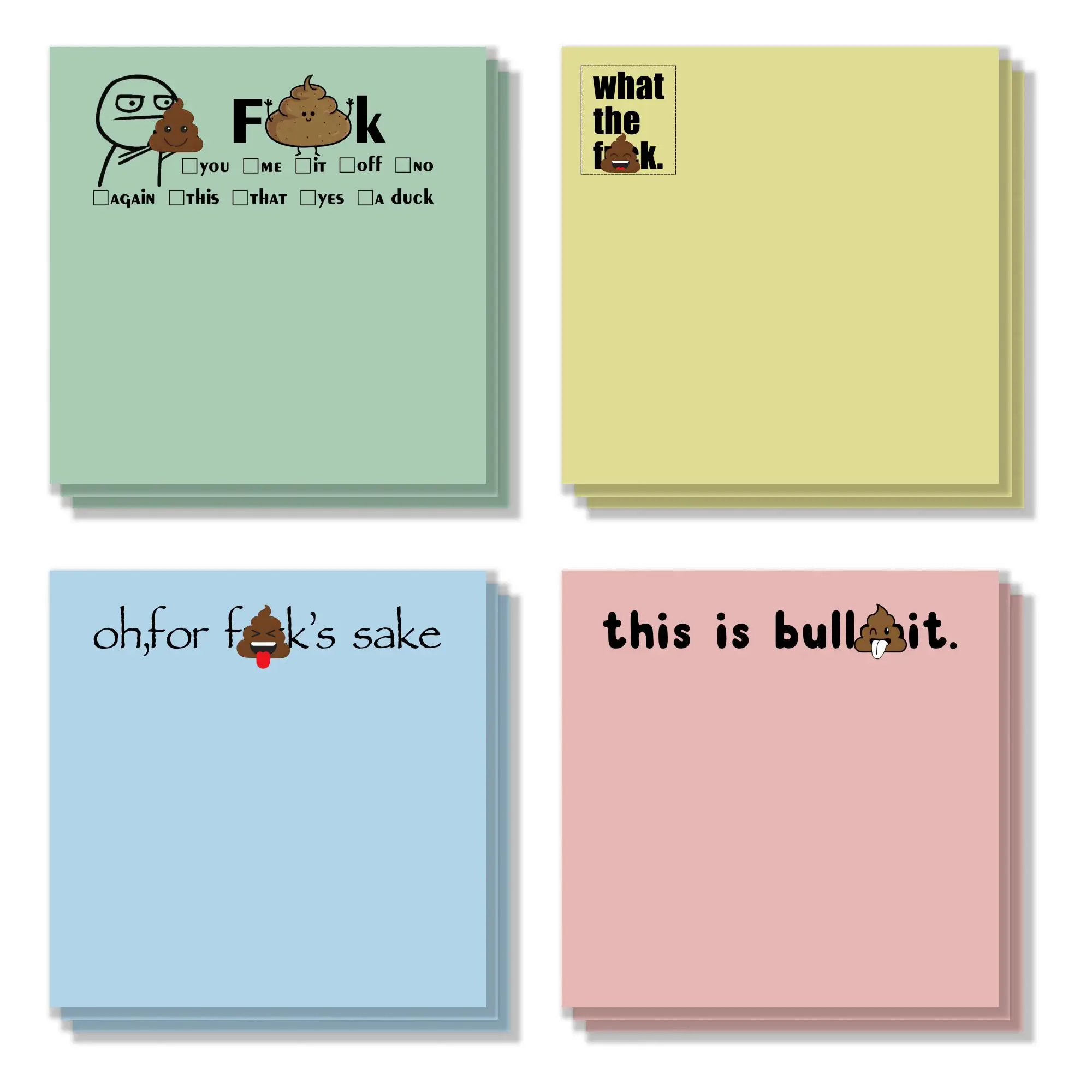 Creative Sticky Note Pad, 4 Counts/set 3x3 Inch 50 Sheets Office Note Pad, Adhesive Sticky Note for School Office Home Supplies, Decoration Stickers,