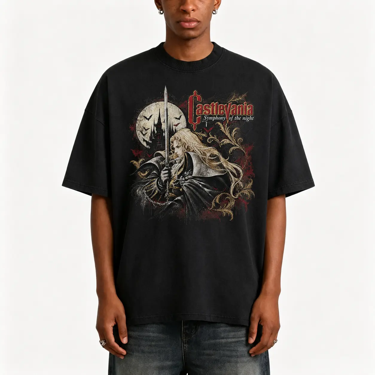 Oversize Vintage Castlevania Symphony of the Night Graphic Tee Retro Aesthetic Shirt Unise Shirt, Unisex Gift Gaming Shirt, Gothic Grunge Y2K Emo Scene Amity Affliction Style