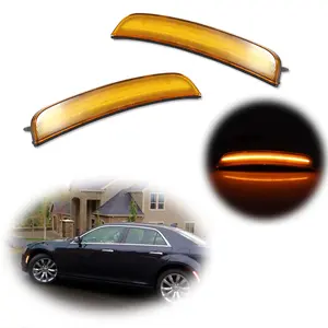2pcs For Chrysler 300 2015 2016 2017 2018 2019 2020 2021 2022 2023 Yellow LED Side Marker lamps Light Front Amber Lens,Replace OEM 68214402AD, 68214403AD