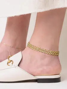 Women's 14k Ankle Bracelet, Chunky Cuban Link Design, Stainless Steel Material, Casual Fashion Accessory for Daily Wear, Cuban Bracelets