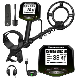 Metal Detector for Adults, Rechargeable, Waterproof Coil, Precision Pinpoint,High-Accuracy Gold & Silver Detection, 10" IP68 Coil for Beach & Underwater Use, Backlit LCD, Advanced DSP Chip, Black