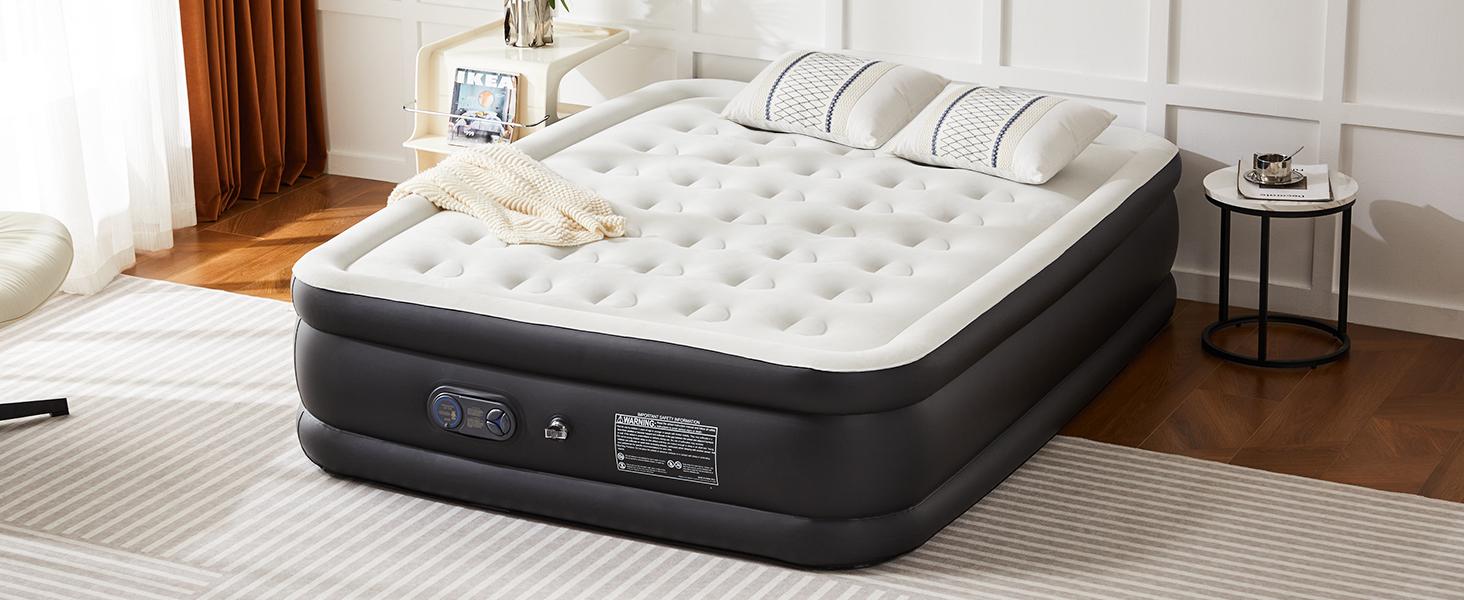 【Deal】Sweet Furniture inflatable blow-up mattress airbed with built-in high-capacity pump has a non-slip bottom and is portable for home or camping use.