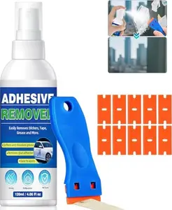 Adhesive Remover, Powerful Sticker Remover Spray with Scraper, Glue Remover for Windows, Glass, Plastic, Carpet, Rapidly Removes Sticker, Glue, Tape, Labels Remover and Car Sticker Remover