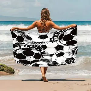 Three sizes of soccer-print rectangular beach towels - highly absorbent, breathable, quick-drying, large size, stylish design, yoga accessory, Mother's Day gift (suitable for beach, travel, pool, etc.), full of summer vibes, and an ideal gift for friends.