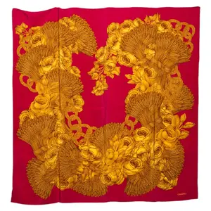 Pre-owned CHANEL Silk Small Leather Goods Camelia Scarf