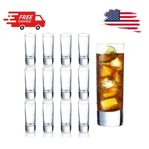 Clear Heavy Base Shot Glasses 12 Pack, 2 oz Tall Glass Set