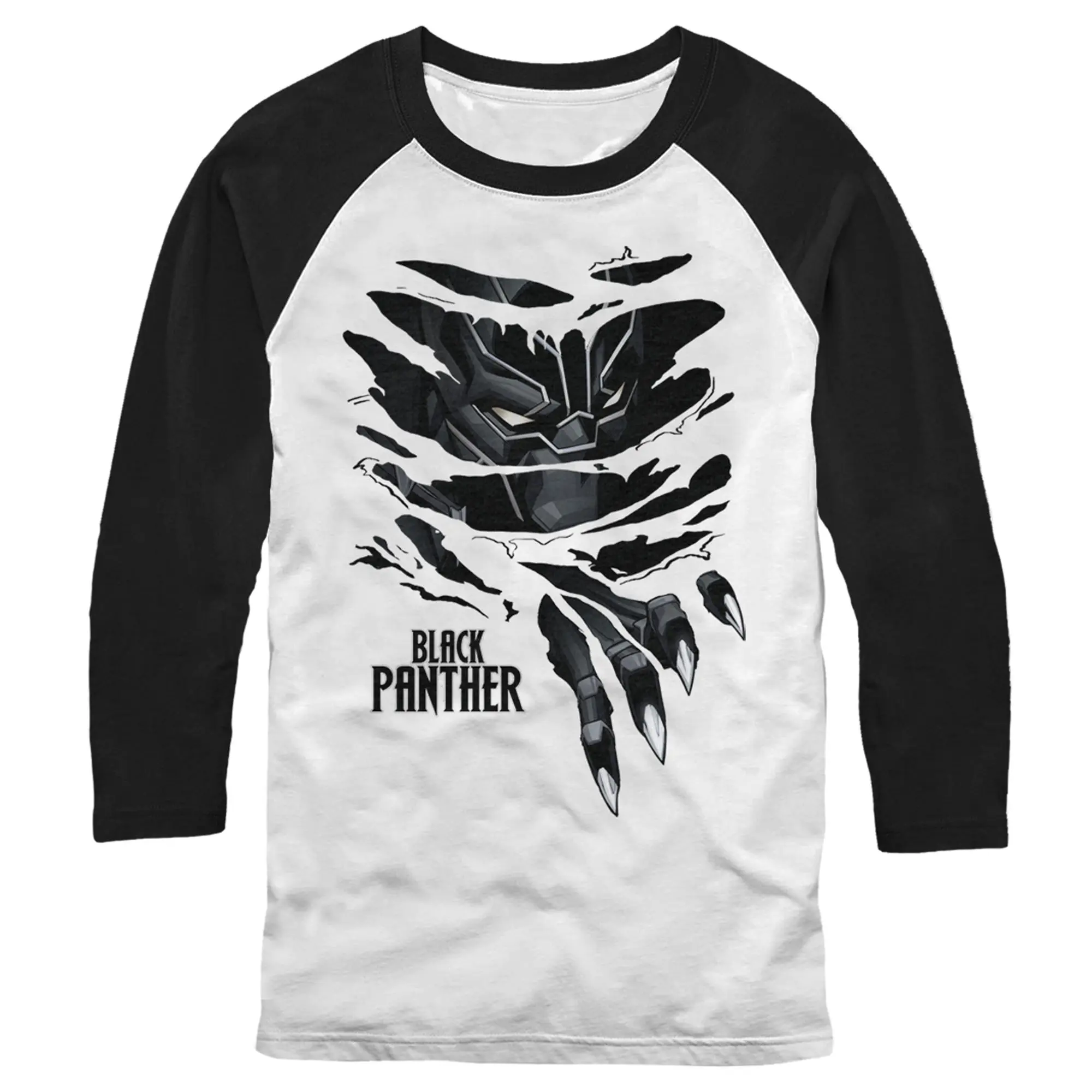 Men's Marvel Claw Tear Baseball Tee, Black Panther, Panther