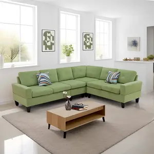 Apple-Green Massa Flannel 4-Piece Couch Living Room Sofa Set