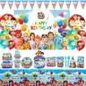 Coco Party Melon Theme Plastic Illusion Disposable Full Table Set - Home & Festive Party Supplies, Melon Theme Décor, Versatile Decorations, Backdrop, Drink & Serve Cups, Plates, Napkins, Tablecloths, Cake Topper for Birthday Setup