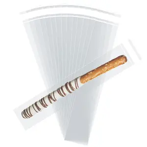 Self Sealing Cellophane Bags,2x10 Inches 100 Pcs Clear Pretzel Rod Bags, Resealable Bag for Packaging ICY Candy Popsicle