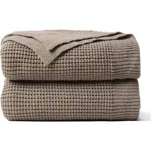 Waffle Knit Throw Blanket, Ultra Soft Lightweight & Breathable -Season Blankets for Sofa, Waffle Weave Blanket for  Decor, Office, Couch and  Giving (Beige, 50x70 Inch)