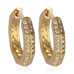 Pre-owned 155440 David Yurman Yellow Gold Stax Faceted Huggie Earrings