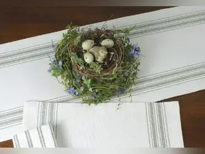 Grain Sack Stripe Sage Table Runner