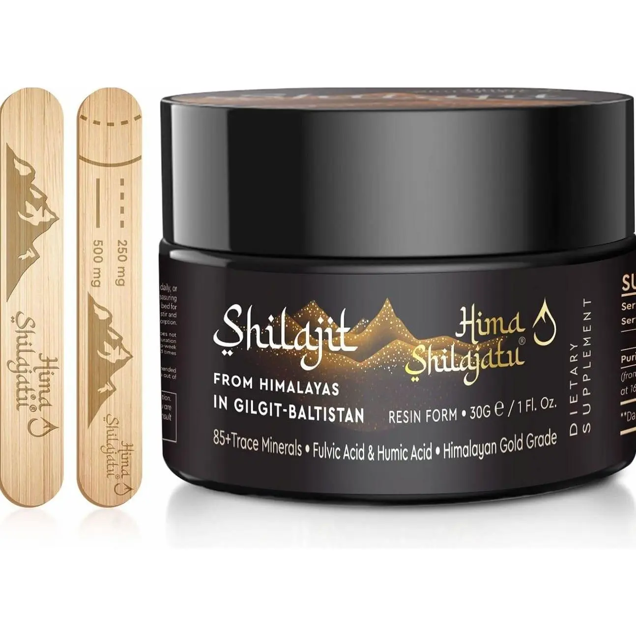 Hima Shilajatu Shilajit Purest Himalayan Organic Shilajit Resin - Gold Grade 100% Purity Shilajit with Fulvic Acid & 85+ Trace Minerals Complex for Energy & Immune Support, 30 Grams (2 Months Supply)