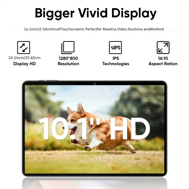 Tablet, 10.1-inch Android 14 Tablet, Quad-core Processor, 6GB RAM, 64GB ROM, HD IPS Touch Screen, Wi-Fi, Dual Camera, 6000 MAh Large Battery Tablet 2024