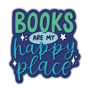Books Are My Happy Place Sticker - Bookish Vinyl Decal for Laptop, Water Bottle, Kindle