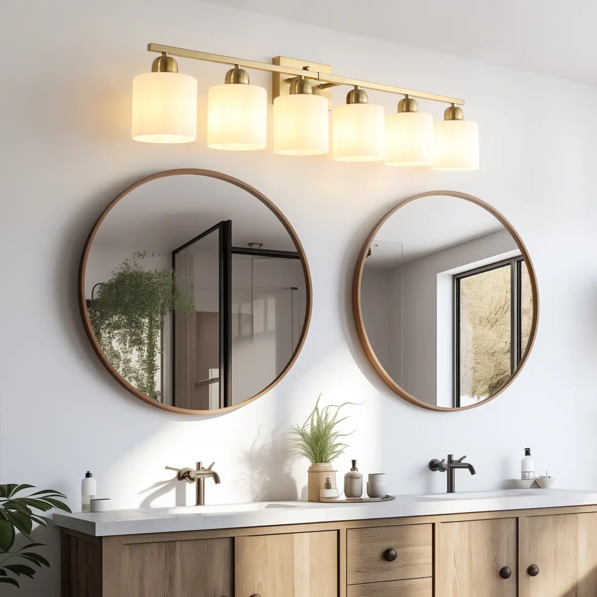 6 Light Gold Bathroom Vanity Light, Gold Bathroom Light Fixtures, 38" Modern Brushed Gold Vanity Lighting Fixtures for Bathroom Over Mior, Gold Sconces Wall Lighting for Bedroom Living Room