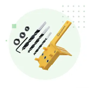 YoraHome Handheld Dowel Jig Guide Set (8 Pcs), 8pcs Woodworking Doweling Jig Kit 1/4", 5/16" and 3/8" Drill Guide, Handheld Wood Dowel Hole Saw Tool