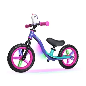 KRIDDO Riding Buddy AuraLED Balance Bike | LED Toddler Bike with Flashing Wheels, Adjustable Seat & Handlebar, Carbon Steel Frame & 12" Tires | Glowing Ride-On Balance Bike for Boys & Girls Ages 2–5 | Indoor & Outdoor Riding